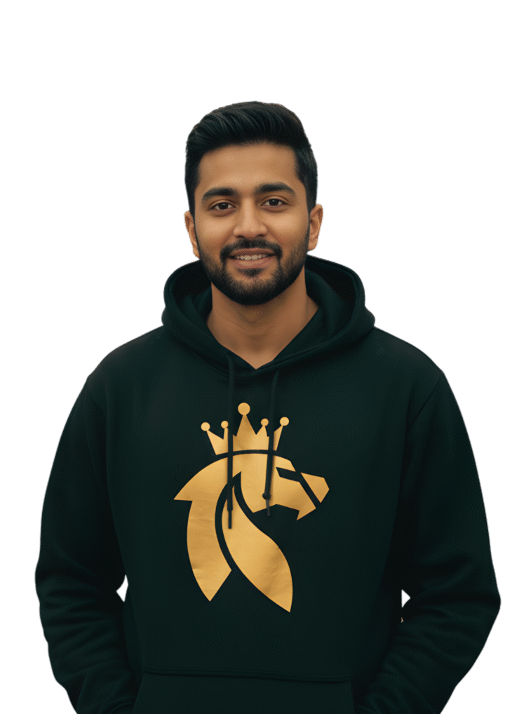 RAATREX King Shield Black Hoodie with Gold Lion Logo Print